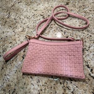 Elegant Pink Woven Clutch